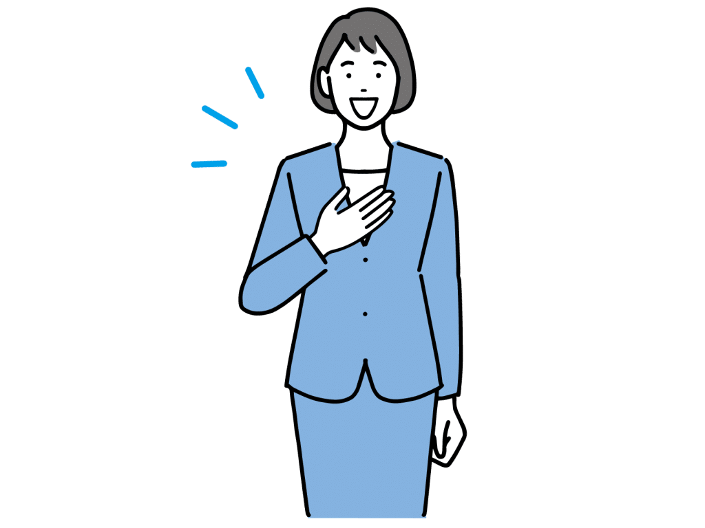 胸に手を当てる女性