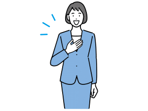 胸に手を当てる女性
