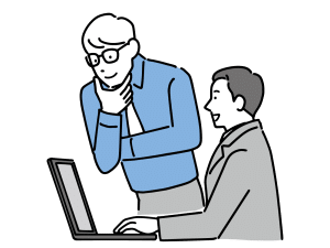 PCを確認する男性