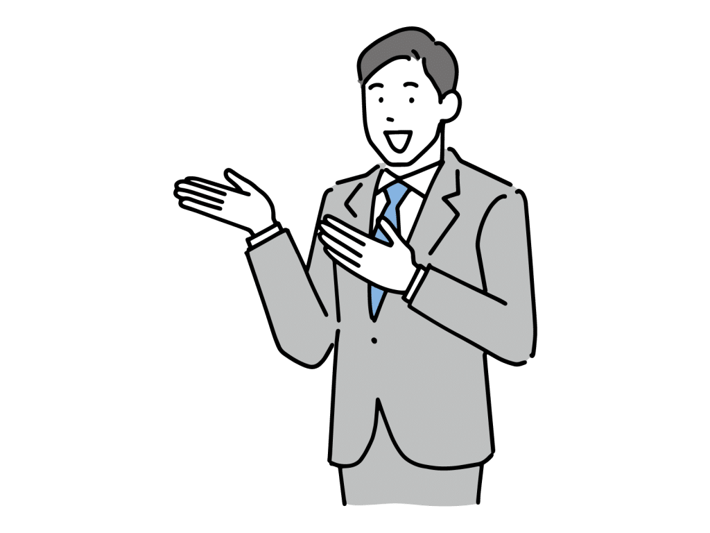 案内する男性